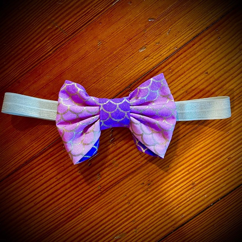 Mermaid Infant baby cotton fabric headband bow